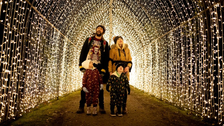 Family visitors at Yuletide, A Glittering Winter Garden Adventure at Tatton Park, Cheshire